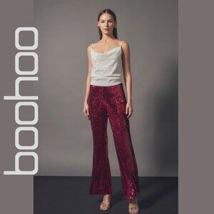 Boohoo Tall Velvet Sequin Flare Pants